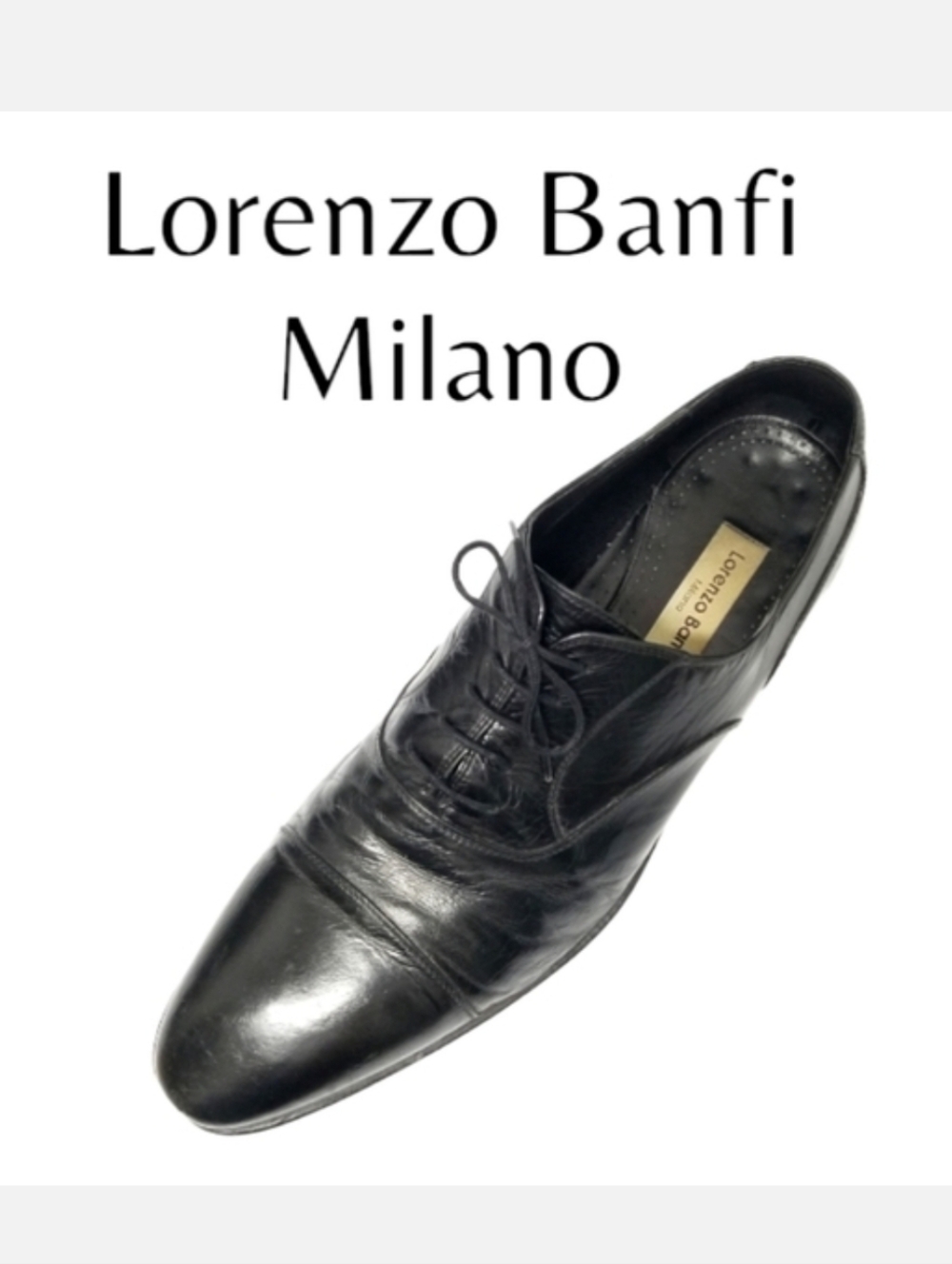 Lorenzo Banfi Milano Black Leather Men's Derby Dress Shoe Made in Italy Sz 11